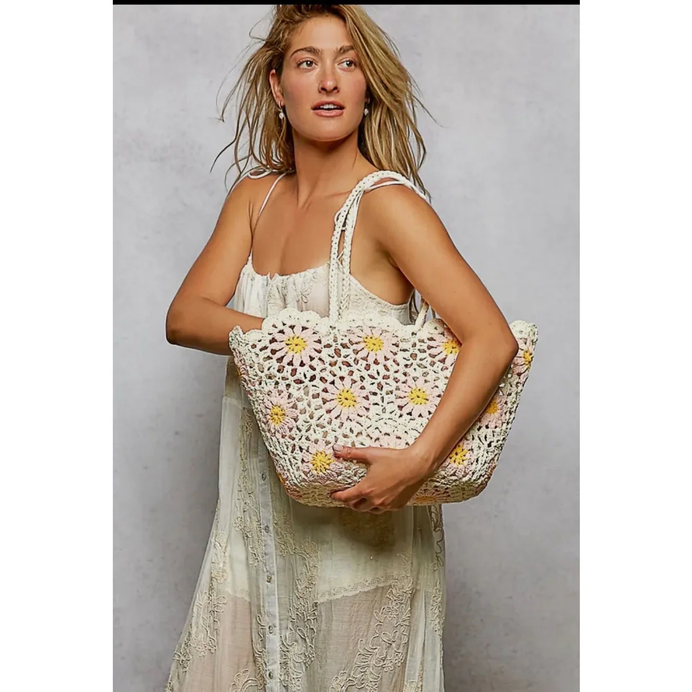 Pol Floral Crotchet Tote Bag NWT